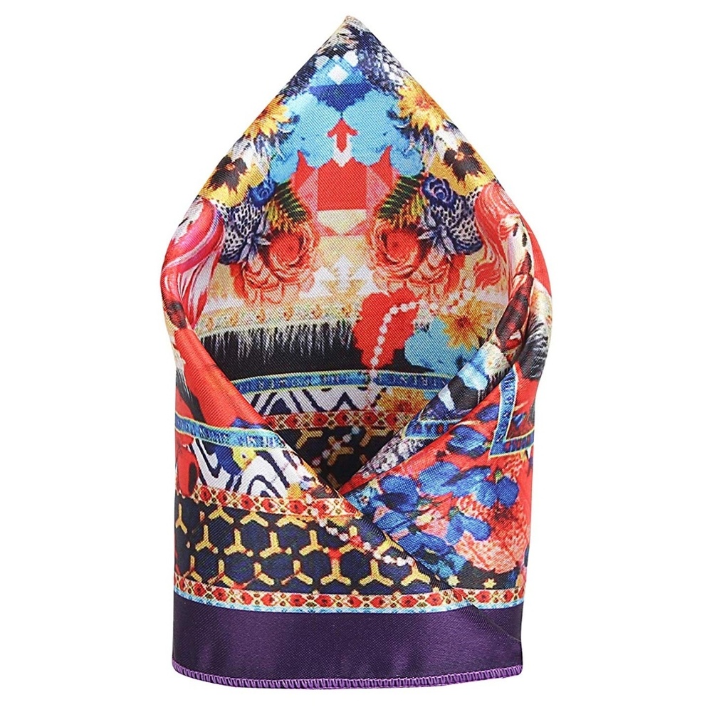 Mens Floral Abstract Pocket Square Handkerchief - Picture 2 of 3